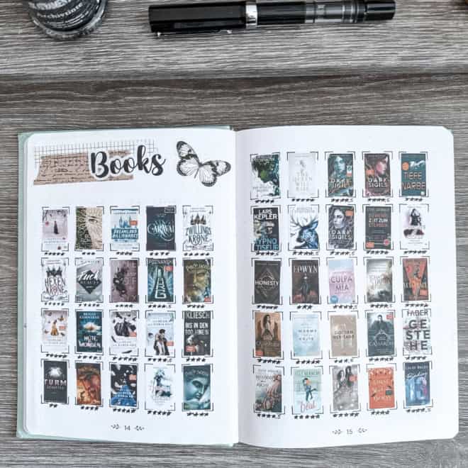 Eine Übersicht über die gelesenen Bücher im Bookjournal