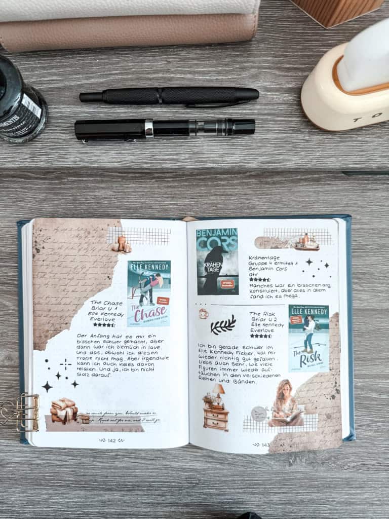 Designpapier, Sticker und Washitape im Bookjournal