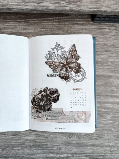 Monatliches Deckblatt im Bookjournal