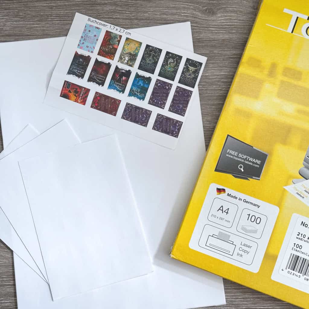 Etikettenpapier, um Buchcover Sticker auszudrucken